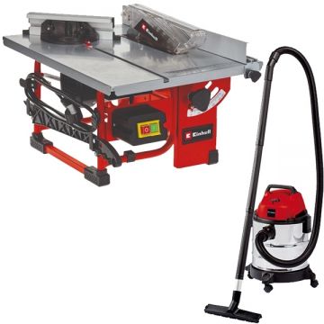 Einhell  TC-TS 200 + TH-VC 1820 S - Fierastrau circular de masa 500 W 200x16 mm + Aspirator umed-uscat 1250 W 180 mbar 20 l