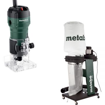 Metabo  FM 500-6 + SPA 1200 - Masina de frezat 500 W 6 mm + Aspirator pentru rumegus 550 W 65 l 250 l/sec 100 mm