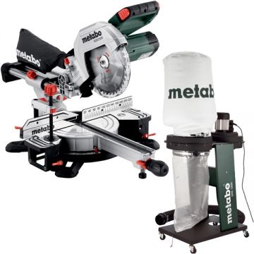 Metabo  KGS 216 M + SPA 1200 - Fierastrau circular stationar 1500 W 216x30 mm + Aspirator pentru rumegus 550 W 65 l 250 l/sec 100 mm