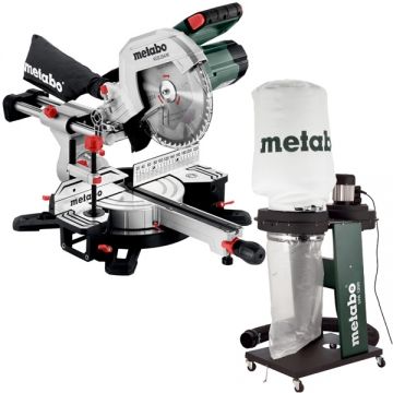 Metabo  KGS 254 M + SPA 1200 - Fierastrau circular stationar 1800 W 254x30 mm + Aspirator pentru rumegus 550 W 65 l 250 l/sec 100 mm