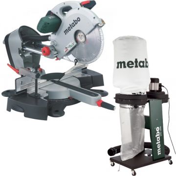 Metabo  KGS 315 Plus + SPA 1200 - Fierastrau circular stationar 2200 W 315x30 mm + Aspirator pentru rumegus 550 W 65 l 250 l/sec 100 mm