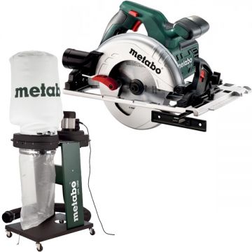 Metabo  KS 55 + SPA 1200 - Fierastrau circular 1200 W 160x20 mm + Aspirator pentru rumegus 550 W 65 l 250 l/sec 100 mm