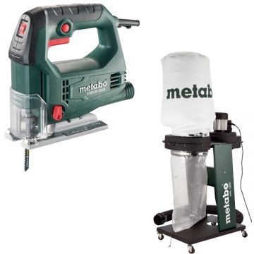 Metabo  STEB 65 QUICK + SPA 1200 - Fierastrau pendular 450 W + Aspirator pentru rumegus 550 W 65 l 250 l/sec 100 mm