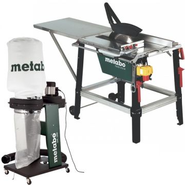 Metabo  TKHS 315 M-4.2 DNB + SPA 1200 - Fierastrau circular de masa 4200 W 315x30 mm trifazat + Aspirator pentru rumegus 550 W 65 l 250 l/sec 100 mm