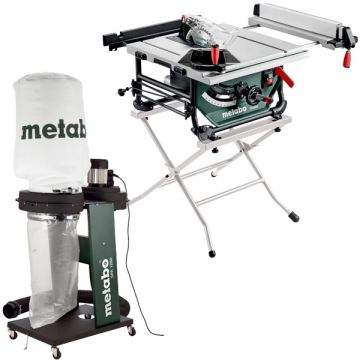 Metabo  TS 254 M SET + SPA 1200 - Fierastrau circular de masa 1500 W 254x30 mm + Aspirator pentru rumegus 550 W 65 l 250 l/sec 100 mm