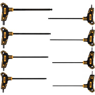 Vorel  56629 - Set chei cu maner in T si profil hexagonal cu cap sferic 8 bucati