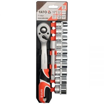 Yato  YT-38821 - Set capete chei tubulare 10-24  mm patrat 1/2 inch 12 bucati