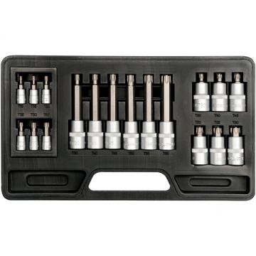 Yato  YT-7751 - Set capete chei tubulare T10-T60  mm patrat 1/4 si 1/2 inch 18 bucati