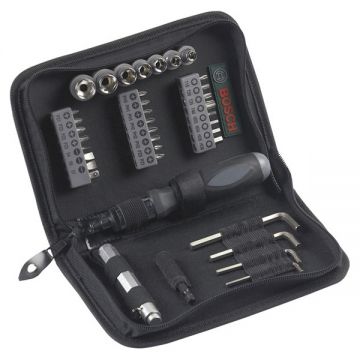 Bosch  2607019506 - Set capete de insurubare si chei tubulare 38 bucati prelungitor insurubare inclus surubelnita cu clichet