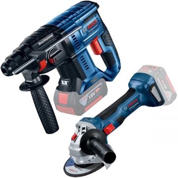 Bosch  GBH 180-LI + GWS 180-LI - Rotopercutor SDS-Plus fara acumulatori si incarcator Li-Ion 18 V - Ah 2 J + Polizor unghiular 125 mm