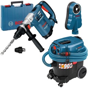 Bosch  GBH 4-32 DFR + GDE 68 + GAS 35 M AFC - Rotopercutor SDS-Plus 900 W 4.2 J mandrina interschimbabila valiza plastic + Adaptor aspirare scule electrice 68 mm + Aspirator umed-uscat 1200 W 254 mbar 35 l priza scule electrice
