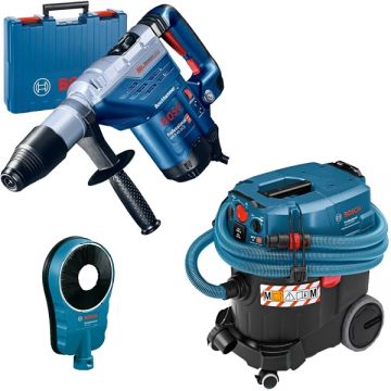 Bosch  GBH 5-40 DCE + GDE 162 + GAS 35 M AFC - Rotopercutor SDS-Max 1150 W 8.8 J valiza plastic + Adaptor aspirare scule electrice 162 mm + Aspirator umed-uscat 1200 W 254 mbar 35 l priza scule electrice