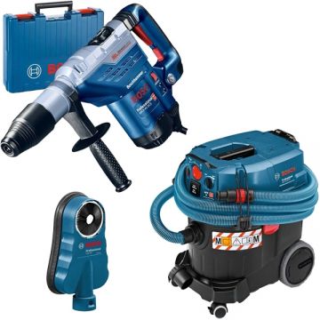 Bosch  GBH 5-40 DCE + GDE 68 + GAS 35 M AFC - Rotopercutor SDS-Max 1150 W 8.8 J valiza plastic + Adaptor aspirare scule electrice 68 mm + Aspirator umed-uscat 1200 W 254 mbar 35 l priza scule electrice