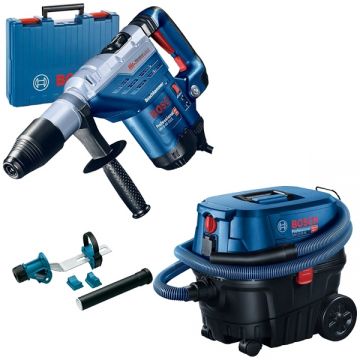 Bosch  GBH 5-40 DCE + GDE MAX + GAS 12-25 PL - Rotopercutor SDS-Max 1150 W 8.8 J valiza plastic + Adaptor aspirare scule electrice + Aspirator umed-uscat 1250 W 200 mbar 25 l priza scule electrice