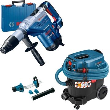 Bosch  GBH 5-40 DCE + GDE MAX + GAS 35 M AFC - Rotopercutor SDS-Max 1150 W 8.8 J valiza plastic + Adaptor aspirare scule electrice + Aspirator umed-uscat 1200 W 254 mbar 35 l priza scule electrice