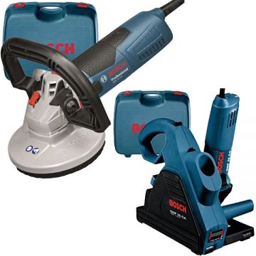 Bosch  GBR 15 CA + GNF 35 CA - Slefuitor pentru beton 1500 W 125 mm valiza plastic + Freza pentru caneluri beton 1400 W 150 mm valiza plastic