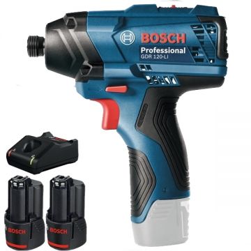 Bosch  GDR 120-LI + 1600A019R8 - Masina de insurubat cu impact 100 Nm + Set 2 acumulatori si incarcator Li-Ion 12 V 2 Ah