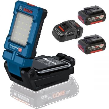 Bosch  GLI 18V-800 + 1600A00B8J - Lampa + Set 2 acumulatori si incarcator Li-Ion 18 V 5 Ah