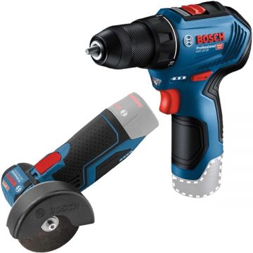 Bosch  GSR 12V-30 + GWS 12V-76 - Masina de gaurit si insurubat fara acumulatori si incarcator Li-Ion 12 V - Ah 30 Nm + Polizor unghiular 76 mm