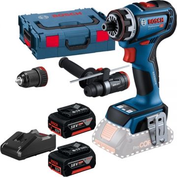 Bosch  GSR 18V-90 FC + GBA + GAL 18V-40 - Masina de gaurit si insurubat 64 Nm valiza speciala accesorii + Set 2 acumulatori si incarcator Li-Ion 18 V 5 Ah