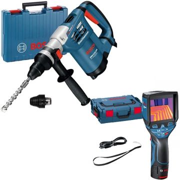 Bosch  GTC 400 C + GBH 4-32 DFR - Termodetector - m -10/+400 grade C alimentare duala valiza speciala + Rotopercutor SDS-Plus 900 W 4.2 J mandrina interschimbabila valiza plastic