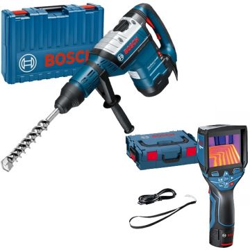Bosch  GTC 400 C + GBH 8-45 DV - Termodetector - m -10/+400 grade C alimentare duala valiza speciala + Rotopercutor SDS-Max 1500 W 12.5 J valiza plastic