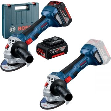 Bosch  GWS 180-LI + GWS 180-LI - Polizor unghiular cu 2 acumulatori Li-Ion 18 V 4 Ah 125 mm valiza plastic + Polizor unghiular 125 mm