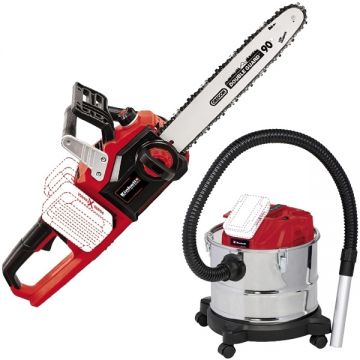 Einhell  GE-LC 36/35 Li + TE-AV 18/15 Li C PXC - Drujba fara acumulatori si incarcator Li-Ion 18 V - Ah 35 cm 15 m/s + Aspirator pentru cenusa 100 mbar