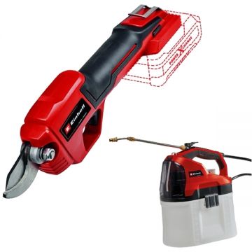 Einhell  GE-LS 18 Li + GE-WS 18/75 Li PXC - Foarfeca pentru crengi fara acumulatori si incarcator Li-Ion 18 V - Ah 28 mm + Pulverizator 2.5 bar 7.5 l