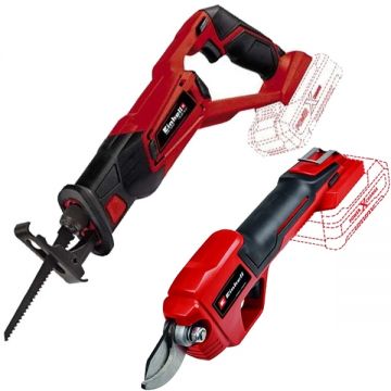 Einhell  TE-AP 18 Li + GE-LS 18 Li PXC - Fierastrau sabie fara acumulatori si incarcator Li-Ion 18 V - Ah + Foarfeca pentru crengi 28 mm