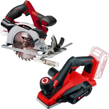 Einhell  TE-CS 18/150 Li + TE-PL 18/82 Li PXC - Fierastrau circular fara acumulatori si incarcator Li-Ion 18 V - Ah 150x10 mm + Rindea 82 mm