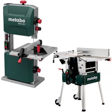Metabo  HC 260 C - 2.2 WNB + BAS 261 PRECISION - Masina de rindeluit si degrosat 2200 W 260 mm + Fierastrau cu banda 400 W 1712 mm