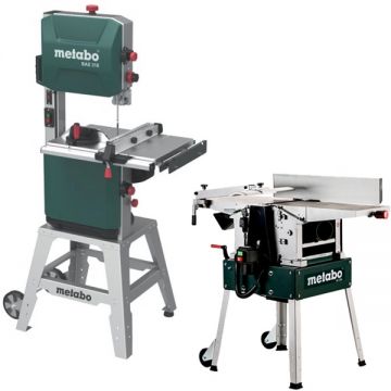 Metabo  HC 260 C - 2.2 WNB + BAS 318 PRECISION DNB - Masina de rindeluit si degrosat 2200 W 260 mm + Fierastrau cu banda 900 W 2240 mm trifazat