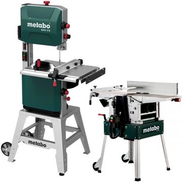 Metabo  HC 260 C - 2.2 WNB + BAS 318 PRECISION WNB - Masina de rindeluit si degrosat 2200 W 260 mm + Fierastrau cu banda 900 W 2240 mm
