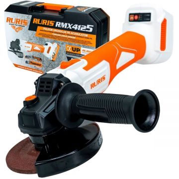 Ruris  RMX4125 - Polizor unghiular fara acumulatori si incarcator Li-Ion 20 V - Ah 125 mm valiza plastic