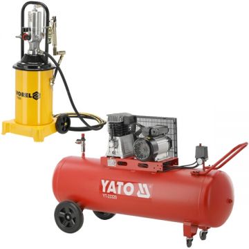 Vorel  77990 + Yato - YT-23320 - Pompa pneumatica pentru gresat 12 l + Compresor cu ulei 2200 W 200 l 360 l/min 10 bar