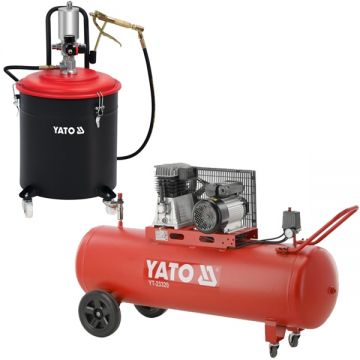 Yato  YT-07068 + YT-23320 - Pompa pneumatica pentru gresat 30 l + Compresor cu ulei 2200 W 200 l 360 l/min 10 bar