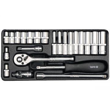 Yato  YT-14421 - Set capete chei tubulare 4-13  mm patrat 1/4 inch 23 bucati