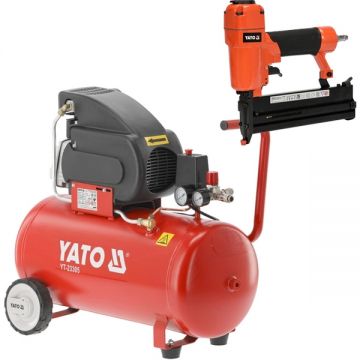 Yato  YT-23305 + YT-09203 - Compresor cu ulei 1500 W 50 l 200 l/min 8 bar + Capsator pneumatic 5.7 mm 80 capse