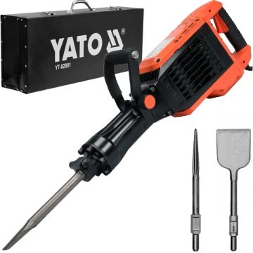 Yato  YT-82001 - Demolator hexagonal 1600 W 65 J valiza speciala + Dalta hexagonala lata 125x450 mm hexagon 30 mm + Spit hexagonal 410 mm hexagon 30 mm