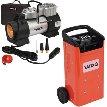 Yato  YT-83060 + YT-73460 - Robot pornire auto 1250 W 12/24 V monofazat + Compresor auto 40 l/min 10 bar accesorii