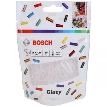 Bosch  2608002004 - Baghete silicon transparente 7x20 mm 70 bucati Gluey