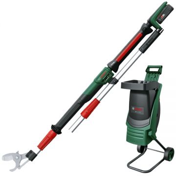 Bosch  AdvancedPrune 18V-45 + AXT Rapid 2000 - Foarfeca de gradina pentru crengi cu 1 acumulator Li-Ion 18 V 2 Ah 45 mm accesorii + Tocator de crengi 2000 W 35 mm