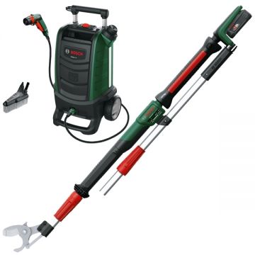 Bosch  AdvancedPrune 18V-45 + Fontus 18V - Foarfeca de gradina cu 1 acumulator Li-Ion 18 V 2 Ah 45 mm accesorii + Masina de spalat cu presiune 20  bar 15  l