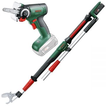 Bosch  AdvancedPrune 18V-45 + UniversalCut 18V-65 - Foarfeca de gradina cu 1 acumulator Li-Ion 18 V 2 Ah 45 mm accesorii + Fierastrau NanoBlade
