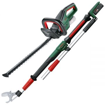 Bosch  AdvancedPrune 18V-45 + UniversalHedgeCut 18V-55 - Foarfeca de gradina cu 1 acumulator Li-Ion 18 V 2 Ah 45 mm accesorii + Masina de tuns gard 55 cm