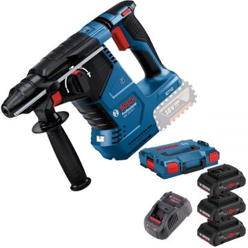 Bosch  GBH 18V-24 C + 1600A00B8J - Rotopercutor SDS-Plus 2.4 J + Set 2 acumulatori si incarcator Li-Ion 18 V 5 Ah