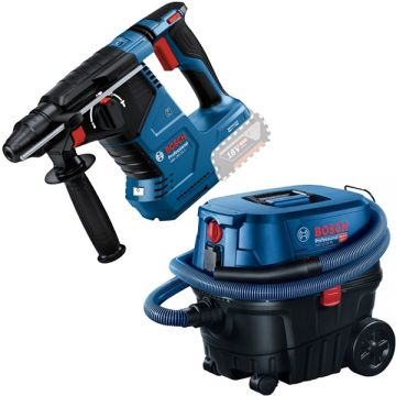 Bosch  GBH 18V-24 C + GAS 12-25 PL - Rotopercutor SDS-Plus 2.4 J + Aspirator umed-uscat 1250 W 200 mbar 25 l priza scule electrice