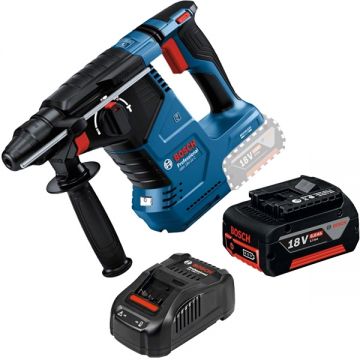 Bosch  GBH 18V-24 C + GBA + GAL 1880 CV - Rotopercutor SDS-Plus 2.4 J + Set 1 acumulator si incarcator Li-Ion 18 V 6 Ah