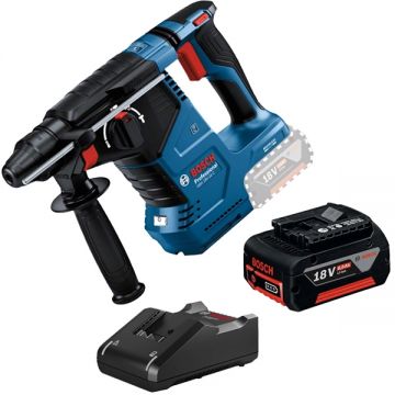 Bosch  GBH 18V-24 C + GBA + GAL 18V-40 - Rotopercutor SDS-Plus 2.4 J + Set 1 acumulator si incarcator Li-Ion 18 V 6 Ah